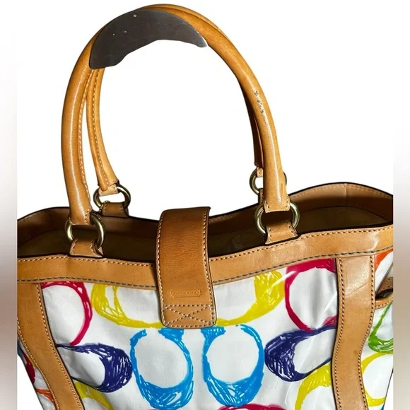 Coach Vintage Limited Edition PVC Multicolor Signature Scribble Boxy Tote - Picture 11 of 11